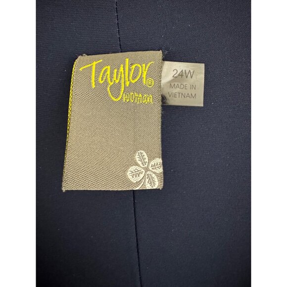 Taylor Navy Blue Knot Sleeveless Handkerchief Ruffle Hem Size 24W 3X Plus - Picture 7 of 9